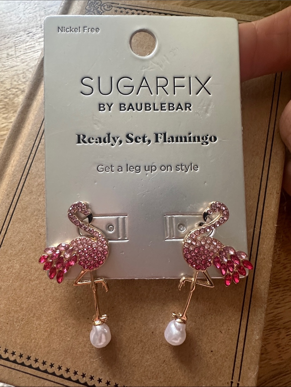 Sugarfix by BaubleBar Pink Flamingo Drop Earrings with Pearlescent Dangle
